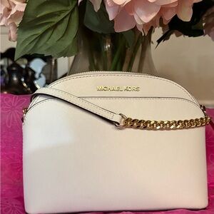 Michael Kors Cream Crossbody Bag with Gold Chain